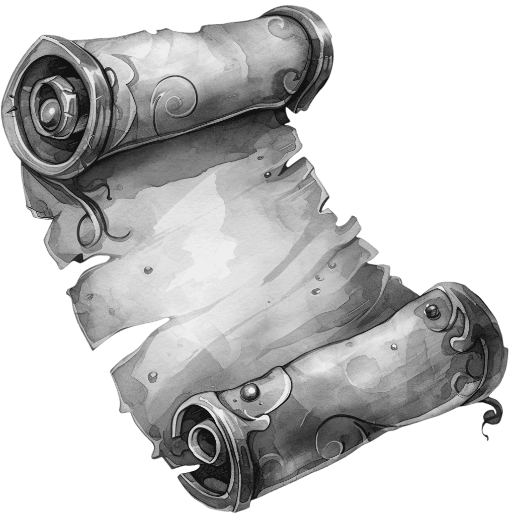 Black and White Fantasy Parchment Scroll Clipart