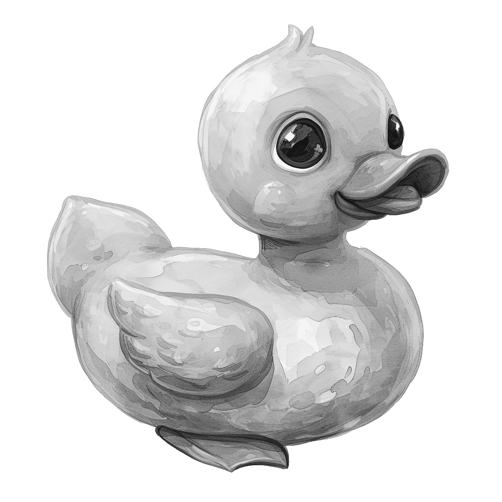 Black and White cute rubber duck clipart