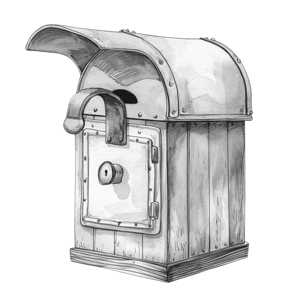 Black and White Vintage Watercolor Mailbox Clipart