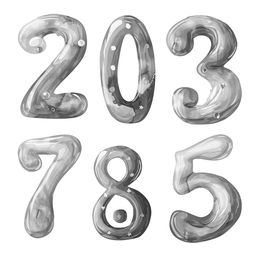 Black and White cute numbers clipart