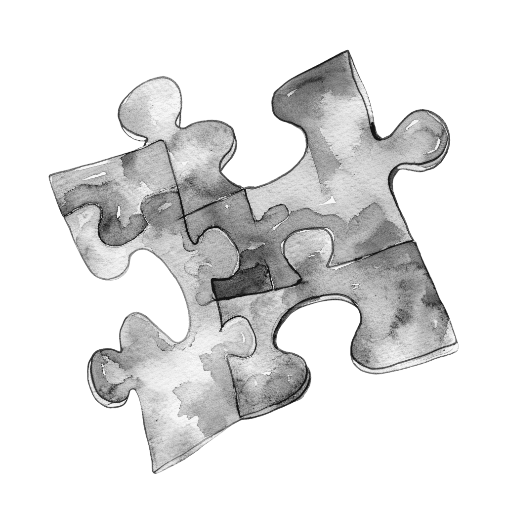 Black and White Colorful Puzzle Piece Clipart
