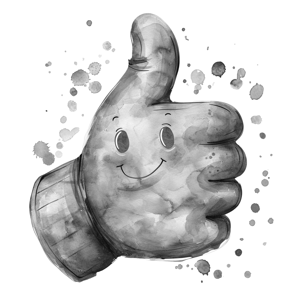 Black and White Colorful Thumbs Up Clipart