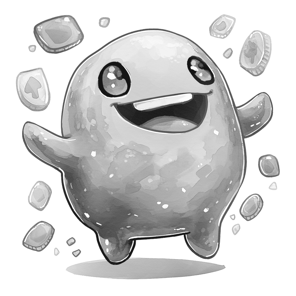 Black and White cute blob character jumping clipart