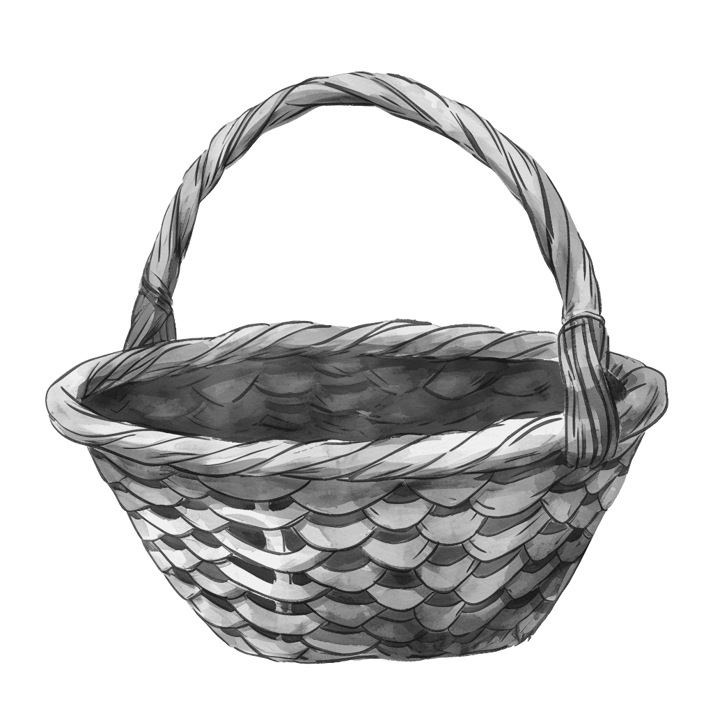 Black and White Handwoven Wicker Basket Clipart
