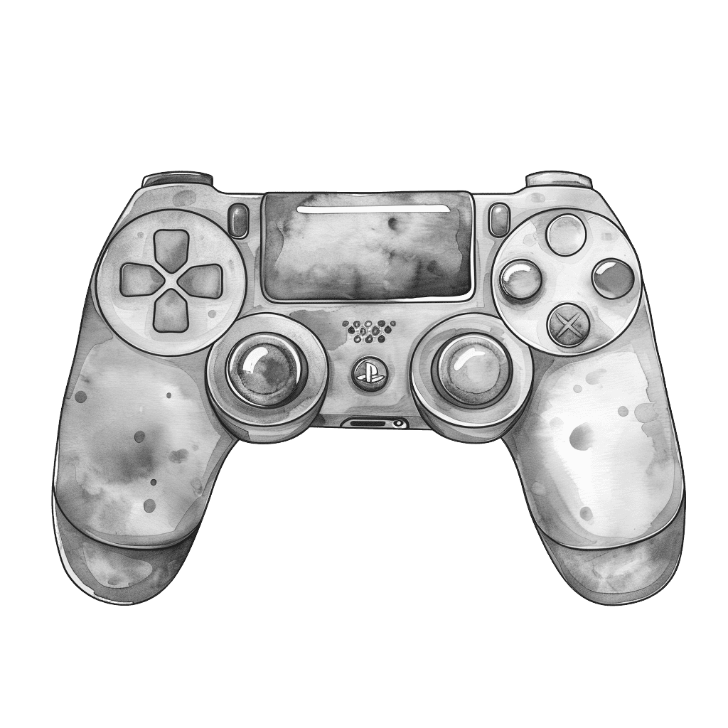 Black and White Game Controller Clipart