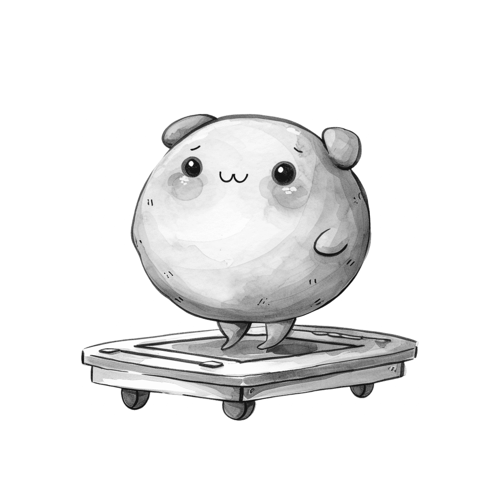 Black and White Cute Pink Blob on Weighing Scale Clipart