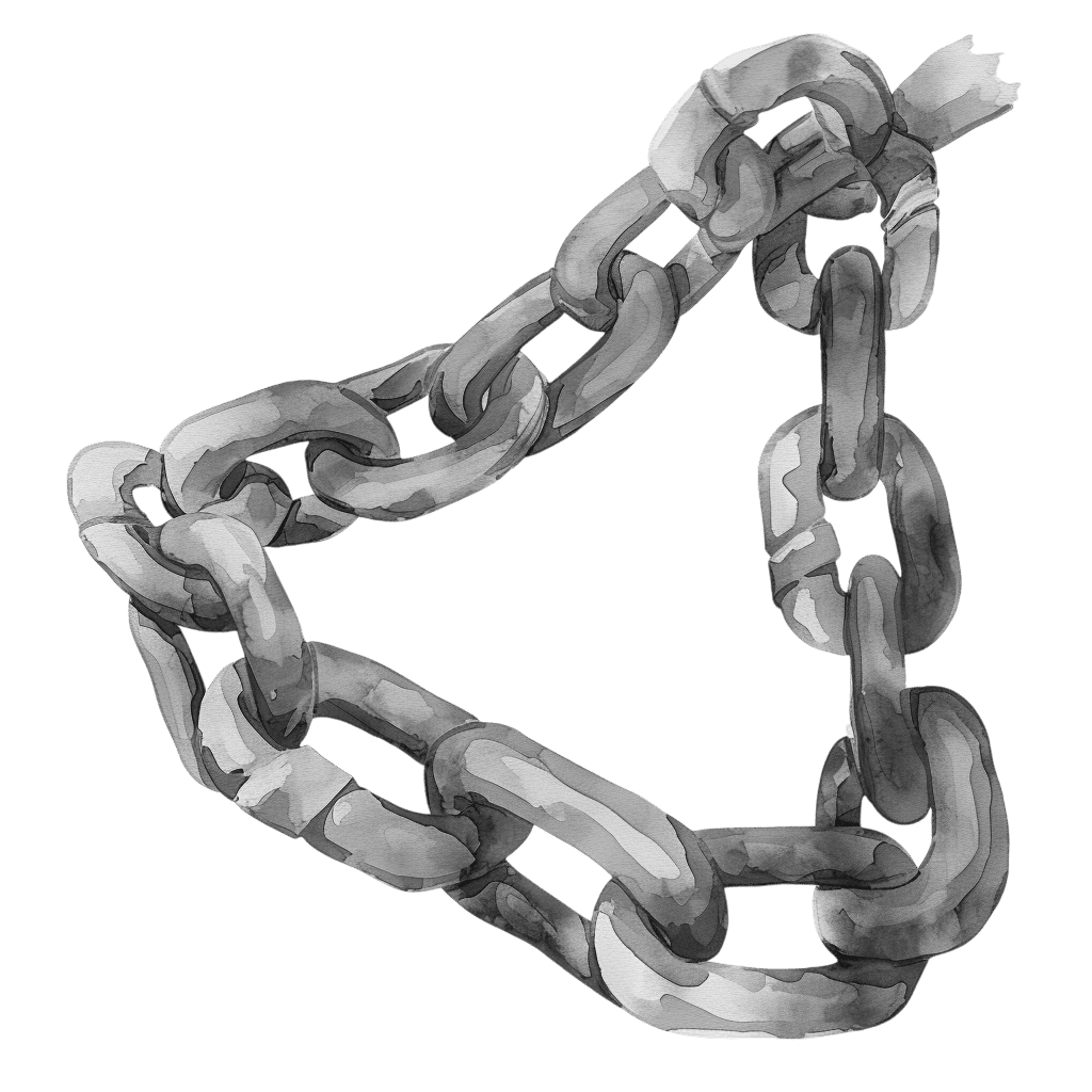 Black and White Watercolor Chain Clipart